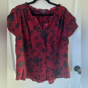 41 Hawthorn Truly Poppy Tiffiny Tulip Sleeve Blouse - Burgundy & black